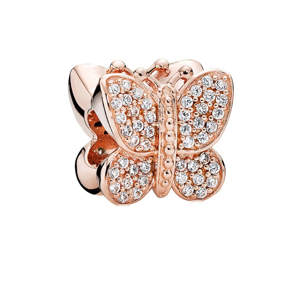 Pandora Rose Gold Butterfly Charm pave cubic zirconia butterflies charms